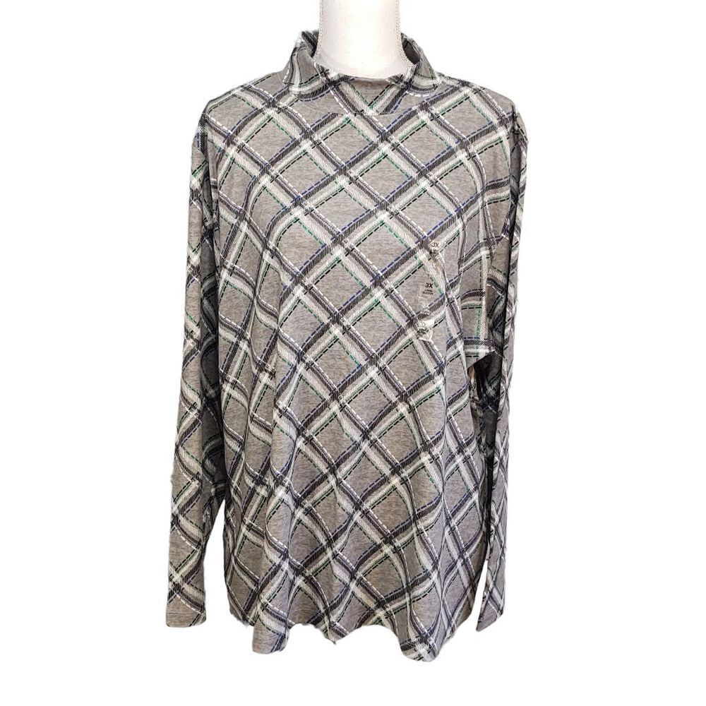 Karen Scott Heather Grey Long Sleeve Mock Turtleneck 3X